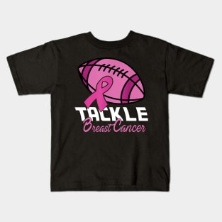 Breast Cancer Awareness Football Ribbon Tackle Breast Cancer Kids T-Shirt